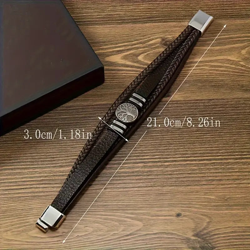 Men’s Minimalist PU Leather Bracelet – Trendy Magnetic Clasp Wristband, Stylish Vegan Leather Jewelry Gift