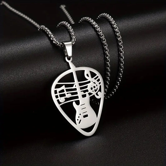 Guitar Pick & Music Note Pendant Necklace