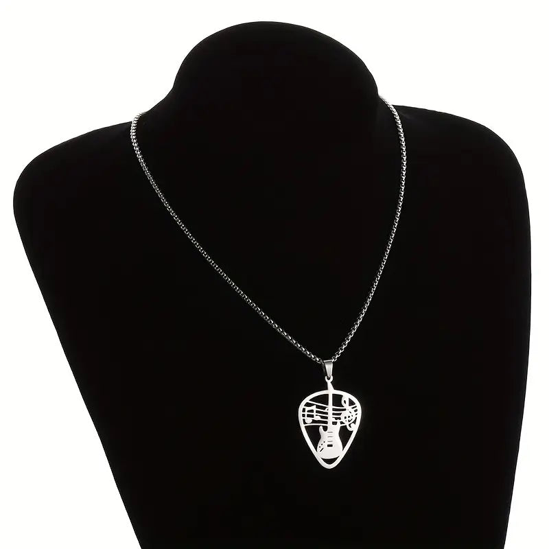 Guitar Pick & Music Note Pendant Necklace