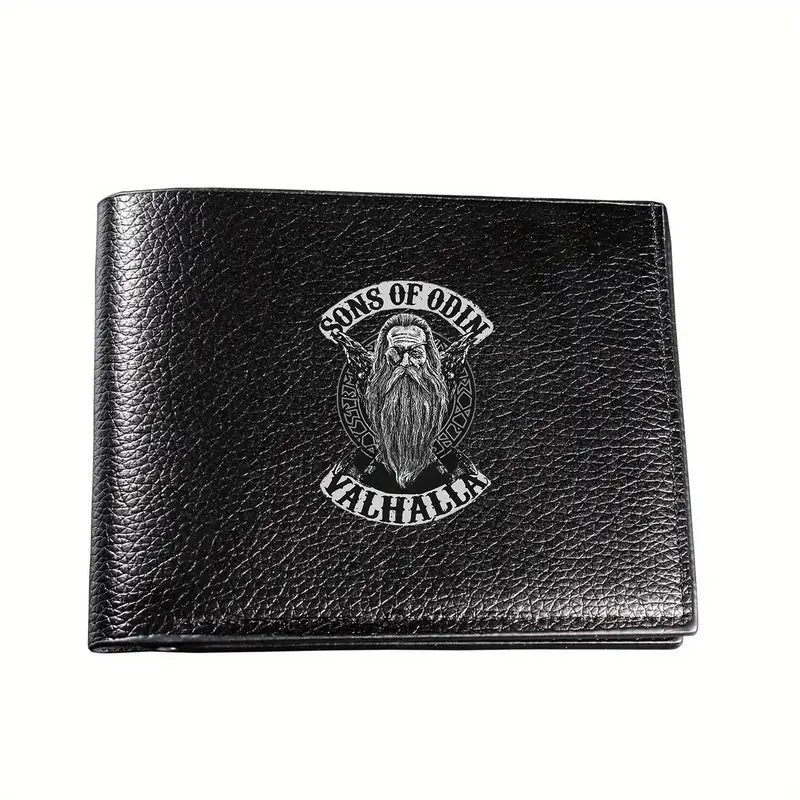 Viking-Inspired Men's Faux Leather Bifold Wallet