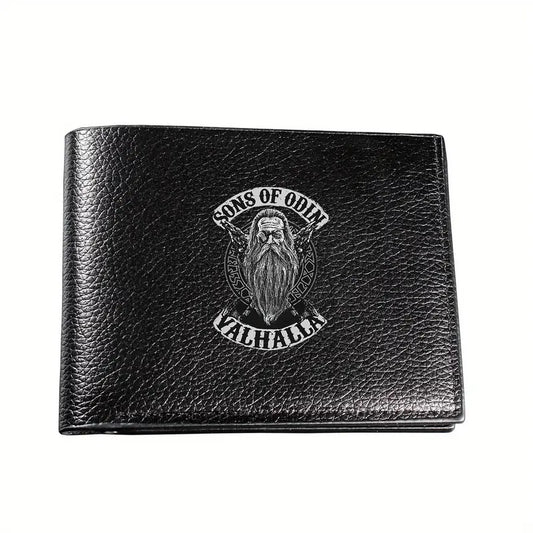 Viking-Inspired Men's Faux Leather Bifold Wallet