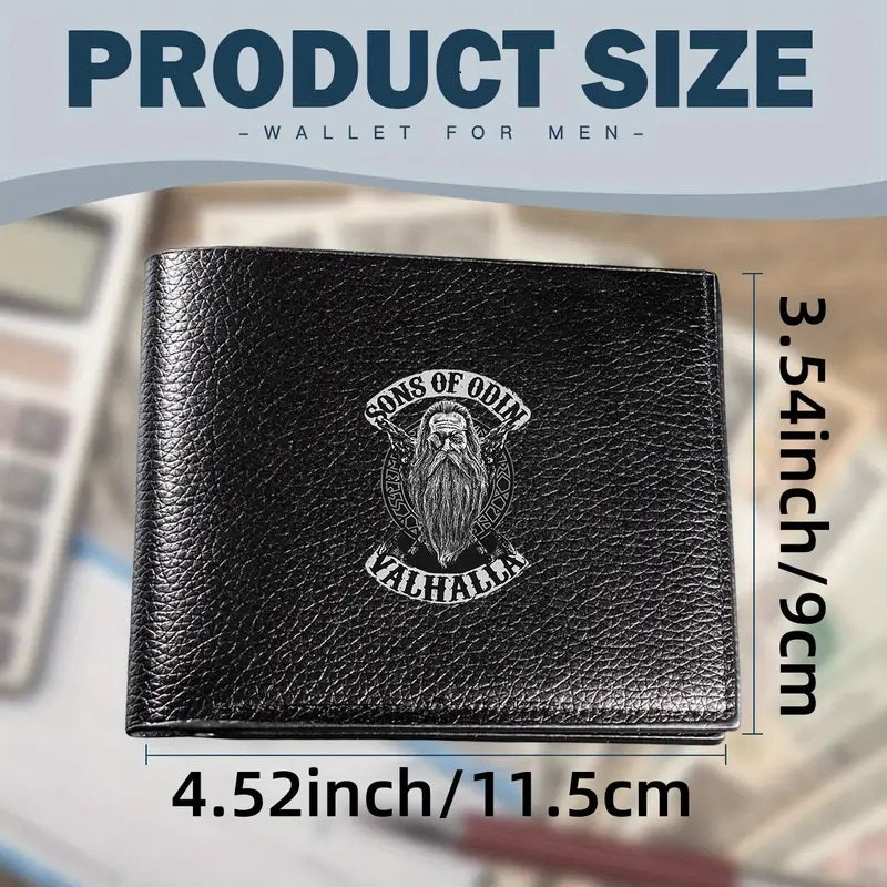 Viking-Inspired Men's Faux Leather Bifold Wallet