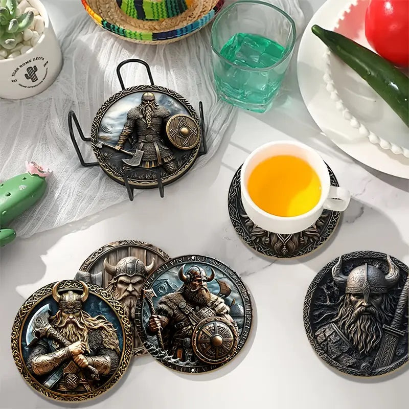 6pc Nordic Viking Warrior Theme Coaster