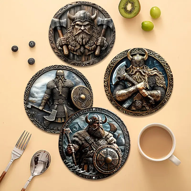 6pc Nordic Viking Warrior Theme Coaster
