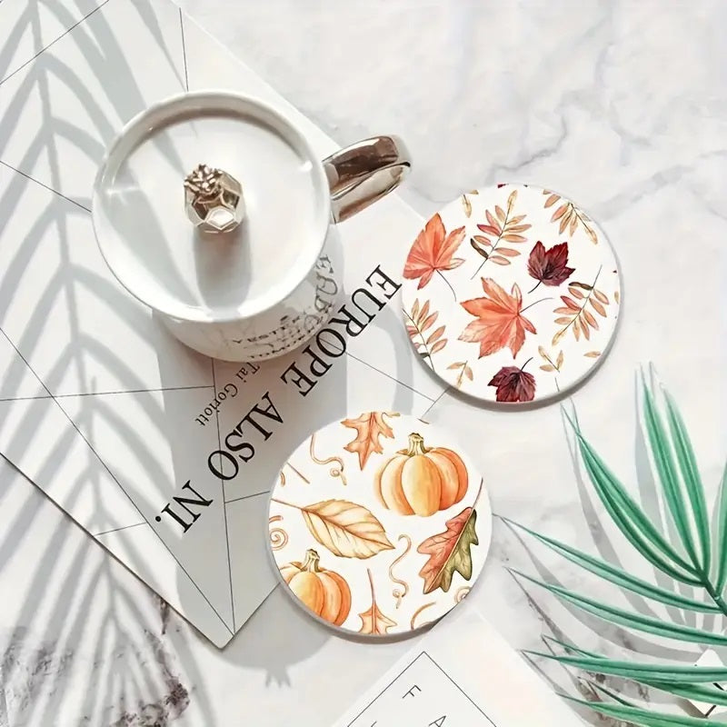 6-piece set of Pumpkin & Leaf Acrylic Coasters.