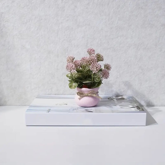 Mini Artificial Pink Series Small Potted Plant,