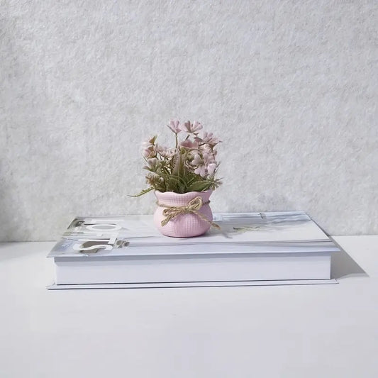 Mini Artificial Pink Series Small Potted Plant,
