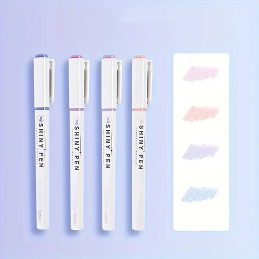 4 Pc Kawaii Glitter Highlighter Pen Set