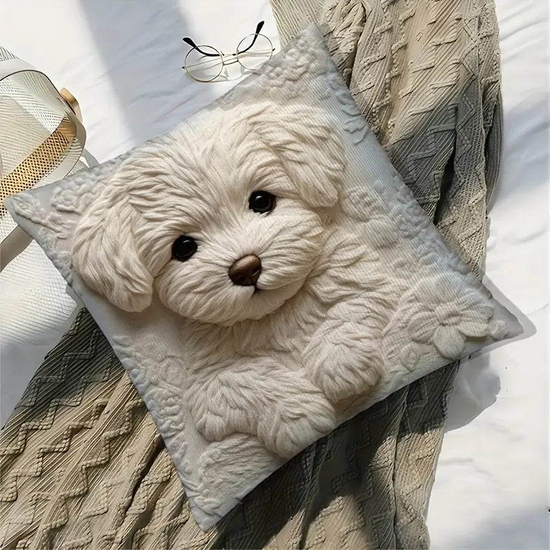 Maltese puppy Design 2D Flat Print Pillowcase