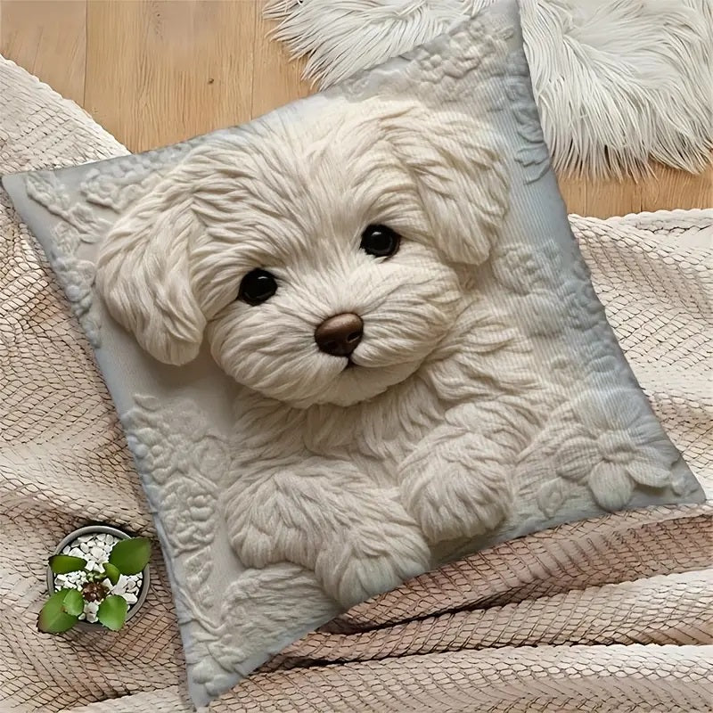 Maltese puppy Design 2D Flat Print Pillowcase
