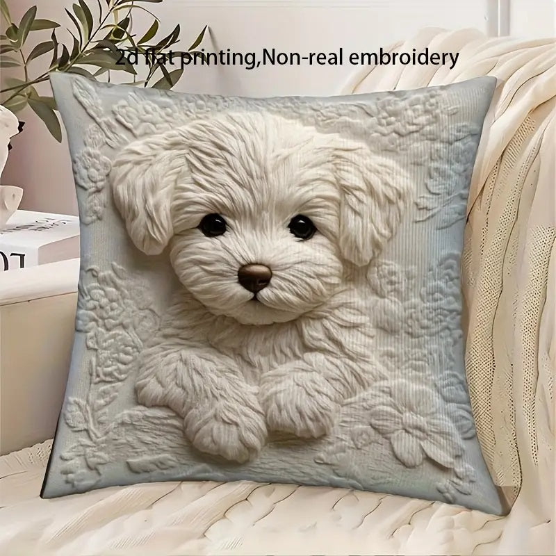 Maltese puppy Design 2D Flat Print Pillowcase