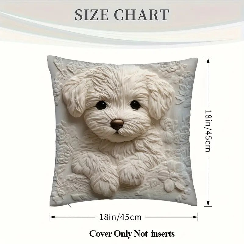 Maltese puppy Design 2D Flat Print Pillowcase