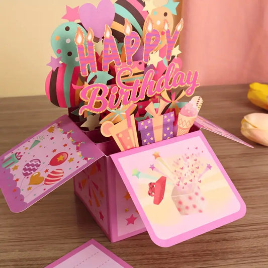 3D Happy Birthday Laser Cut Paper Party Invitation Card