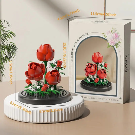 Roses Creative Assembled Micro-Particle Building Block Bouquet Set,