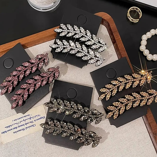 2pc Sweet And Sparkling Rhinestone Hair Clips Set