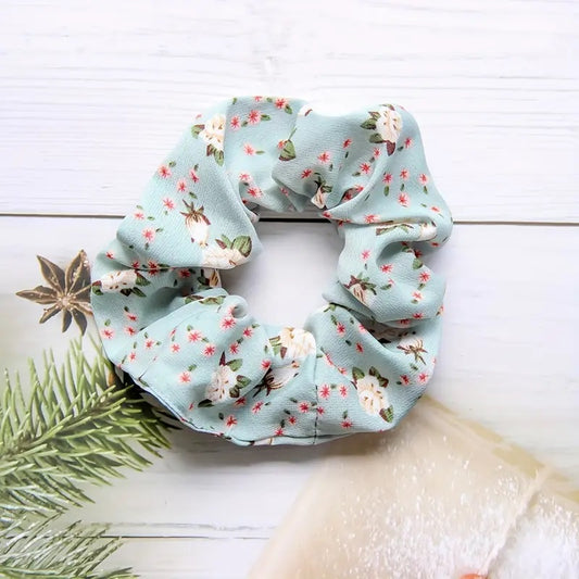 Blue Floral Chiffon Hair Tie
