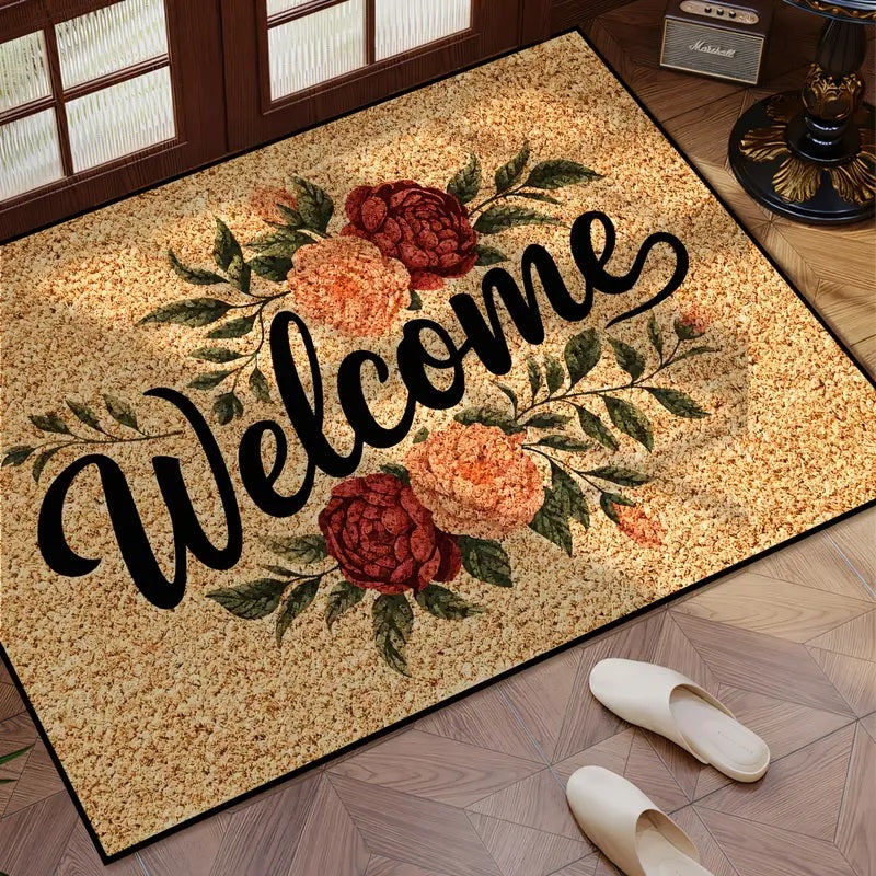 Welcome Floral Door Mat