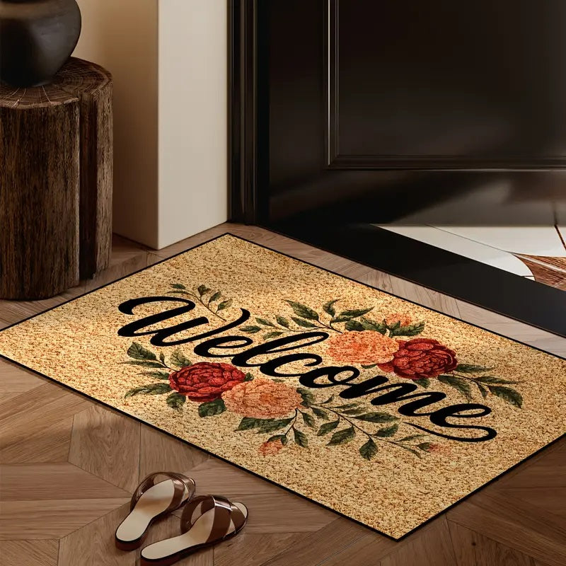 Welcome Floral Door Mat